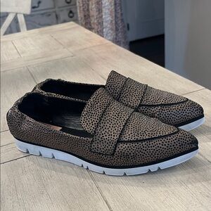 Agl Women's Perforated Tan Penny Loafers with White Sole